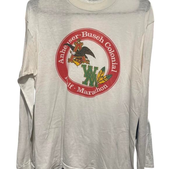 Vintage 80s Anheuser-Busch Half Marathon Long Sleeve Shirt Adult Medium - Picture 1 of 3